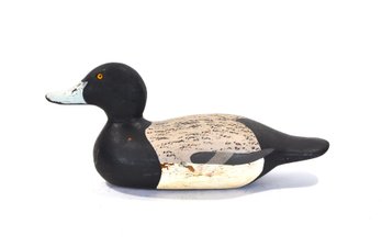 Vintage Hand-Carved Wooden Working Duck Decoy With Yellow Glass Eyes