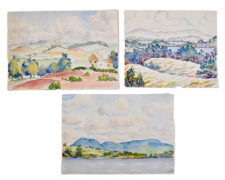 Elizabeth Williams Garstin (American, 20th C.) Three Landscape Watercolors From Artist Portfolio
