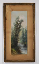 William Henry Chandler (1854-1928) Woodland Stream Pastel Painting