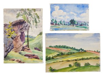 Elizabeth Williams Garstin (American, 20th C.) Three Landscape Watercolors From Artist Portfolio