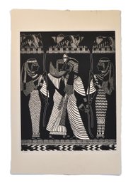 Egyptian Revival Figural Print, Signed & Dated 1978