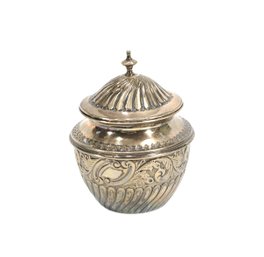 Antique Ornate Silver-Plated Covered Sugar Bowl / Jar - Hallmarked