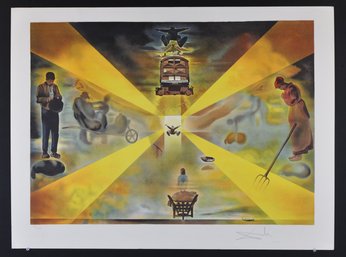 Original Salvador Dali Signed Lithograph ' Trane Station'- 185/300, COA, Thumbprint