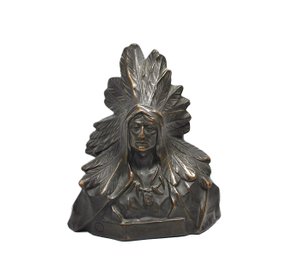 After JULES ANDRE MELIODON (FRENCH, 1867-1938) Bronze Sculpture Of A Native American Chief