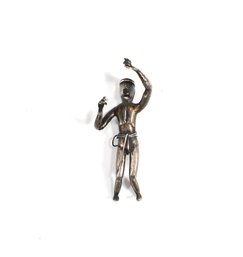 Antique Sterling Silver Figural Dancer/ Warrior Brooch