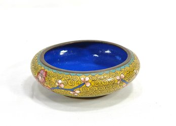 Small Antique Chinese Cloisonné Enamel Floral Bowl