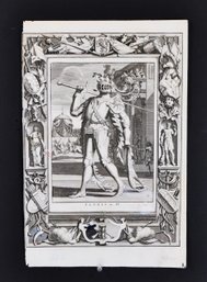 Franois Halma (1653-1722) Antique Heraldic Engraving Floris De IV  Armored Knight