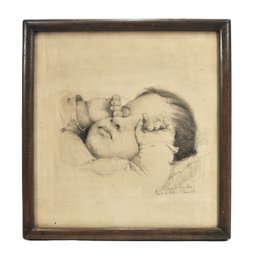 Ernest Courtois (French, 1859-1955) Sleeping Baby Drawing