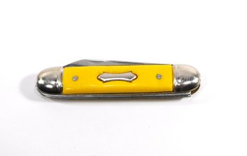 Vintage Two-blade Jack Knife With Yellow Celluloid Handle