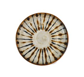 Vintage Studio Pottery Plate With Radial Slip Decoration (Japanese / Mingei Style)