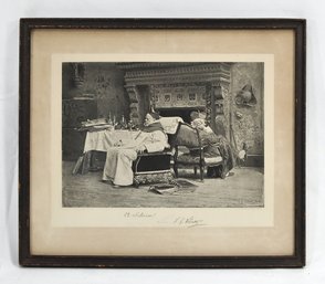Jehan Georges Vibert (French, 1840-1902) ' A Schism' Signed Engraving 1882