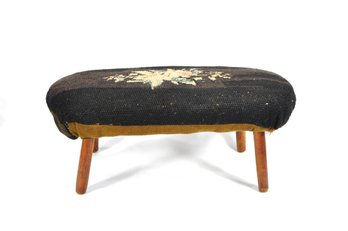 Small Antique Folk- Art Needlepoint Cricket Footstool
