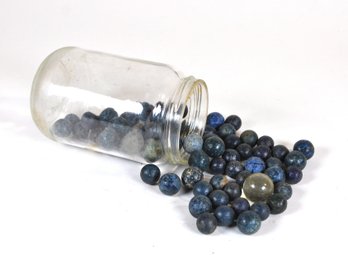 Lot Of Vintage Blue Marbles