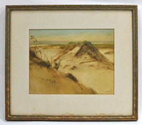 Antique Coastal Sand Dunes Photograph, Pencil Signed
