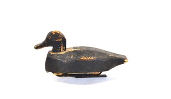 Antique Wooden Duck Decoy With Iron Weight & Ring  Working Form