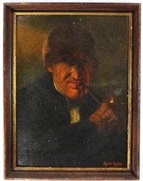 Abdel Kader (1855 - 1940) Man With Pipe Oil Painting