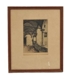 Josef Eidenberger (Austrian, 1899-1991) Architectural Courtyard Etching
