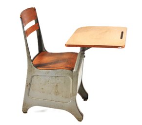 Vintage American Guardian Metal And Wood School Desk Chair