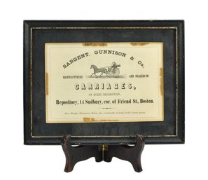 Antique Sargent, Gunnison & Co. Boston Carriage Advertising Broadside