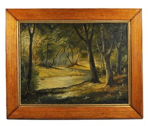Carl Johann VINTHER (1887-1959) Oil Painting Forest Creek Landscape