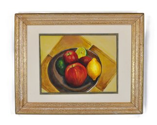 E. Stedman (Contemporary) Still Life With Apples & Lemon, Oil Or Acrylic On Canvas