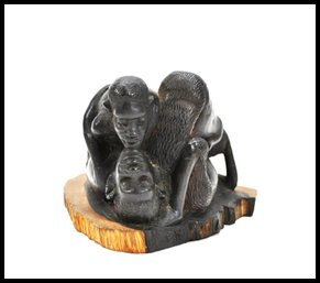 Vintage Carved African Wood Sculpture