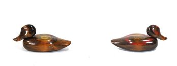 Pair John E. Bundy Bundy & Company Wooden Duck Decoys, Made In U.S.A.