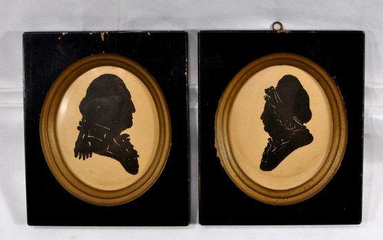 Pair Small Silhouette Pictures George And Martha Washington