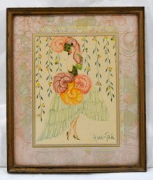 Vintage Art Deco Girl ANI TAH Lithograph