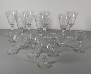 Etched Crystal Glassware Set
