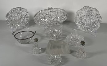 Collection Of Cut Crystal Bowls, Dishes, And Shakers