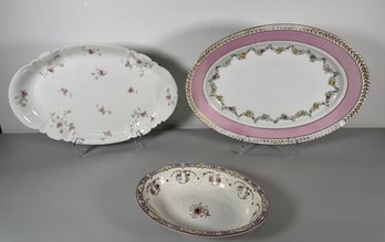 Set Of Decorative Porcelain Plates, Floral Motif