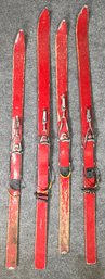 Two Pairs Vintage Wooden Skis