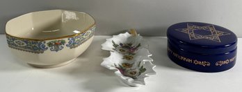 Porcelain Bowl, Leaf Dish & Hanukkah Box Set