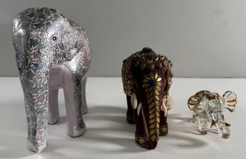 Set Of Three Decorative Elephant Figurines