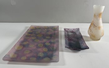 Art Glass Tray And Vase Collection