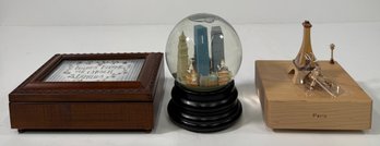 Box, Snow Globe & Eiffel Tower Decorative Items