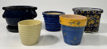 Set Of Five Decorative Ceramic Planters