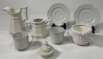 White Ceramic Tableware Set - 7 Pieces