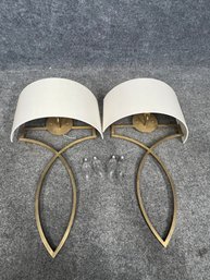 Pair Of Porta Romana Analog Brass Wall Sconces