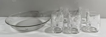 Glass Mug Set With Serving Plate