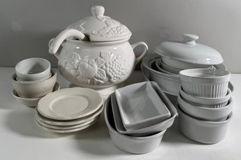 White Ceramic Tableware Collection, Soup Tureen & More