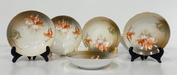 Vintage German Porcelain Bowls With Floral Designs