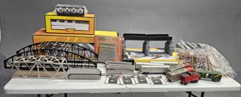 Large Lot Of Misc. O Gauge Train Items, Bridges, Etc.