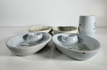 Collection Of Five Ceramic Pieces With Floral Designs