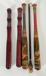 Four Decorated Baseball Bats, Sequatchie Handle Works