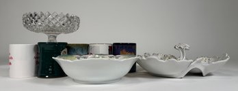 Collection Of Vintage Glass And Porcelain Bowls And Mugs