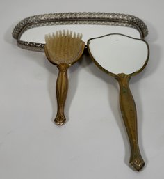 Vintage Vanity Set With Mirror & Brush