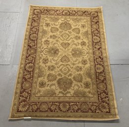 Beige And Burgundy Floral Area Rug