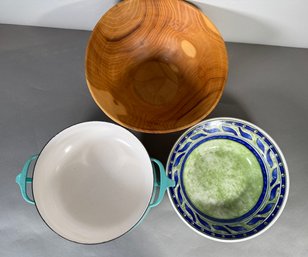 Group Of Decorative Bowls And Enameled Pot (3 Pcs)